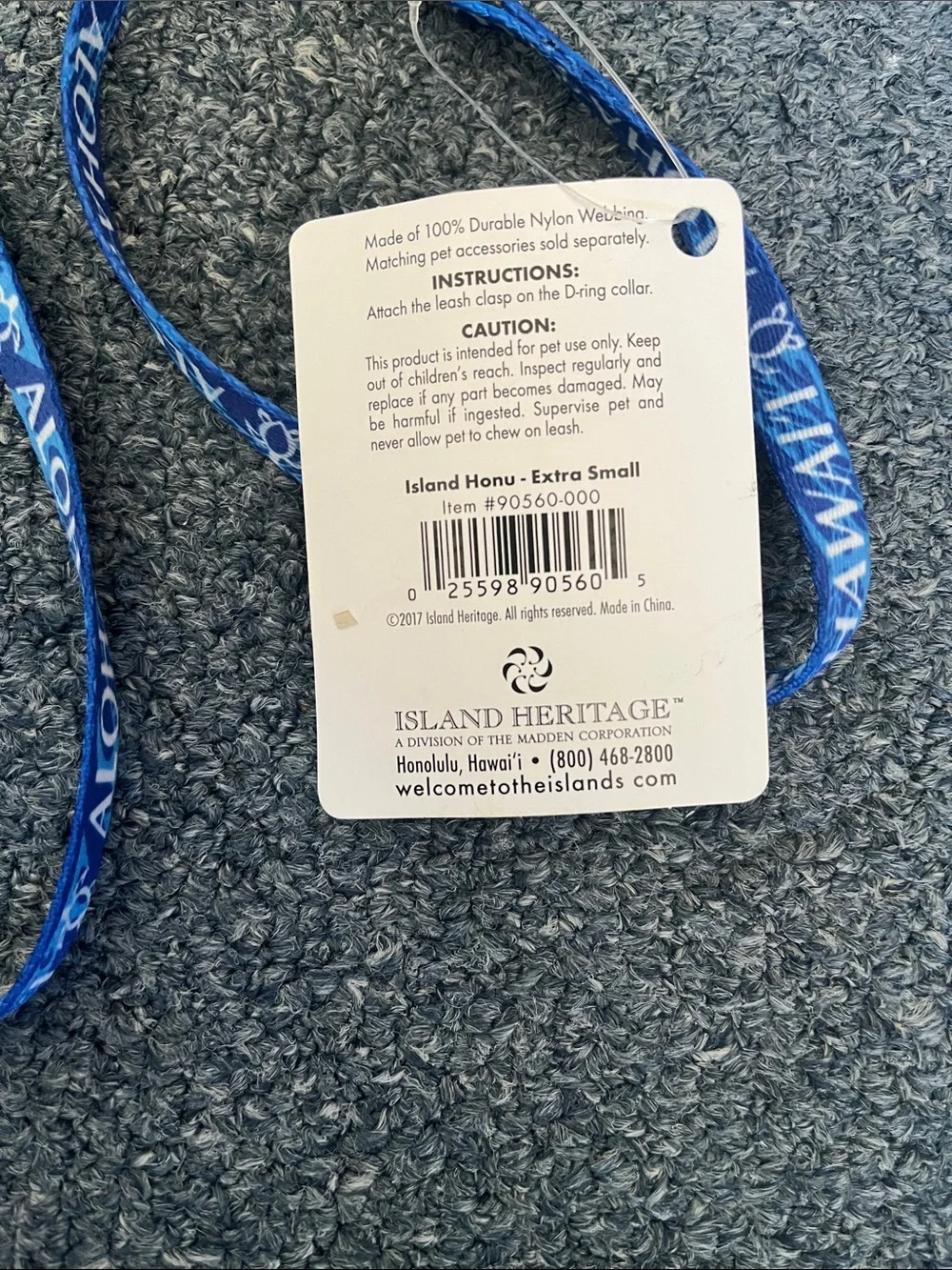 Island Heritage Pets Blue Aloha 4' Dog Leash